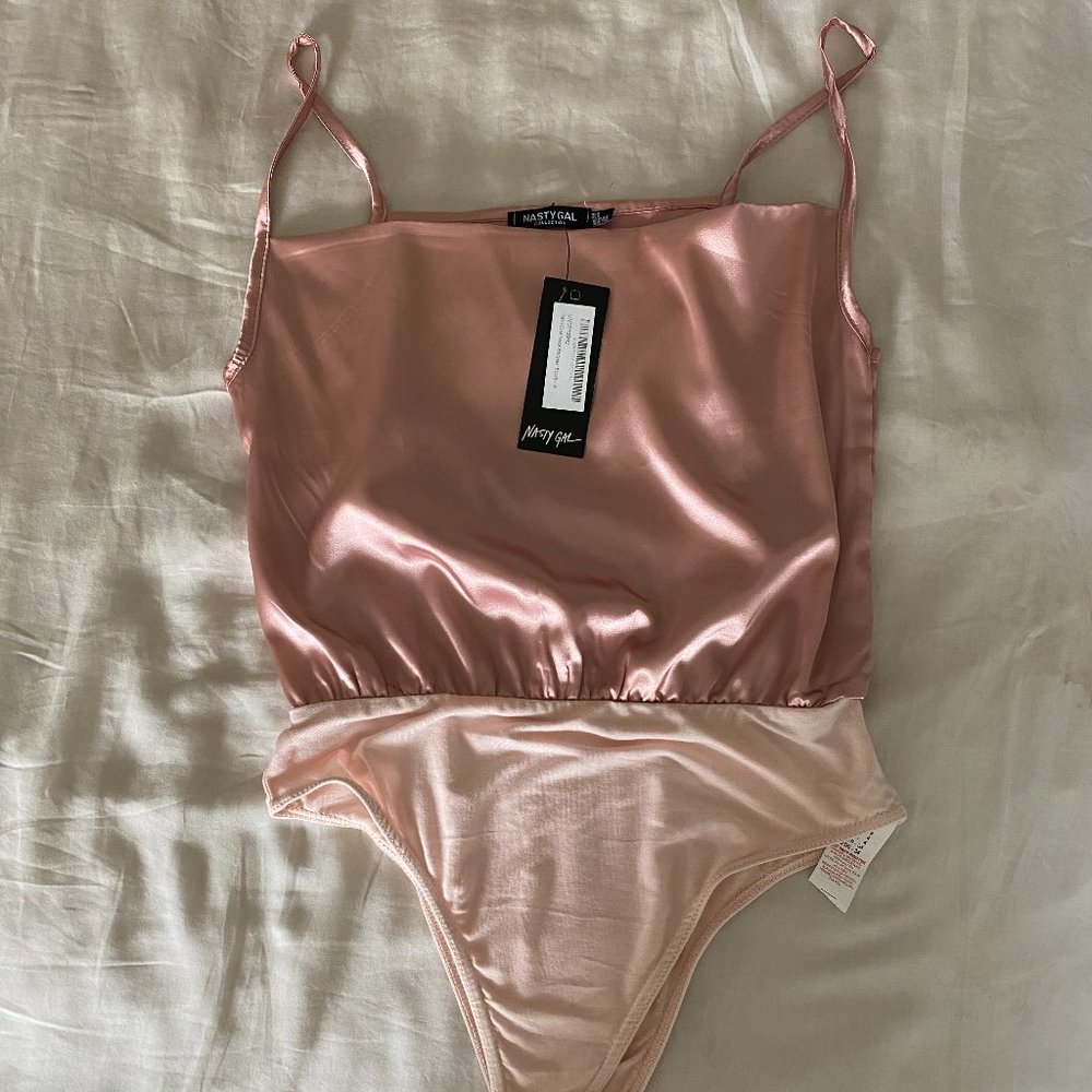 NWT Blush Satin Bodysuit
